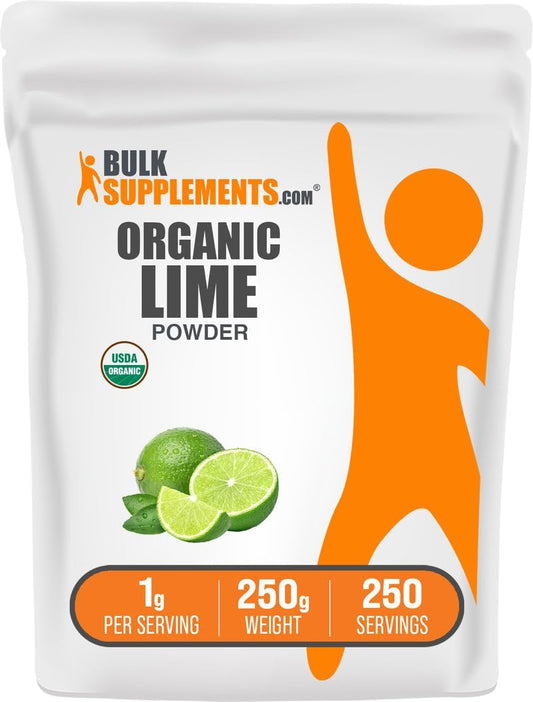 .Com Organic Lime Powder - Organic Lime Flavoring Powder, Sourced from Citrus Aurantifolia Fruit - Air Dried & Gluten Free, 1G per Serving, 250G (8.8 Oz) (Pack of 1)
