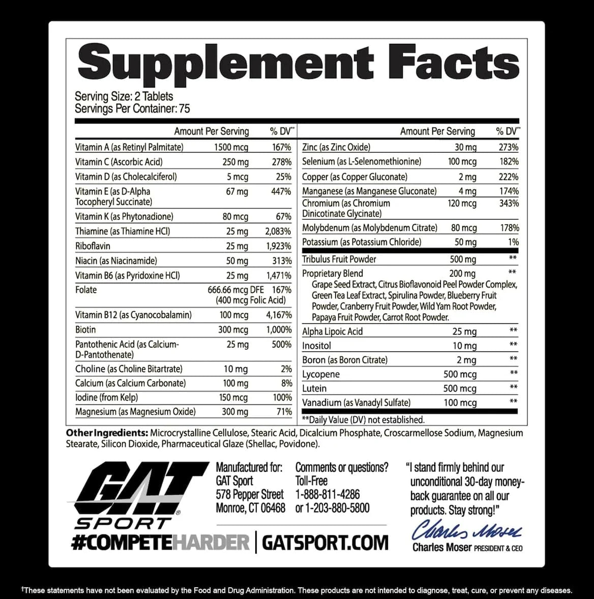 GAT SPORT Men'S Multi + Test, Premium Multivitamin Tablets (150 Count)